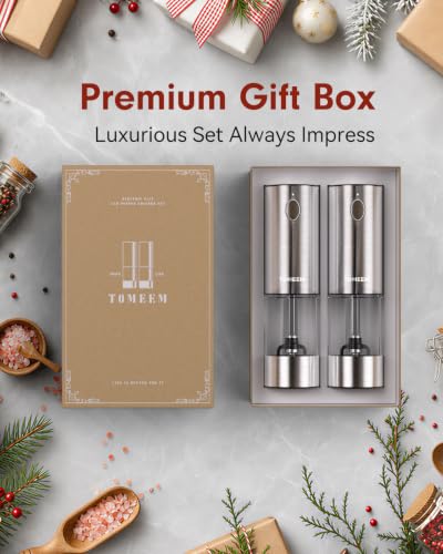 Larger Capacity Rechargeable Electric Salt and Pepper Grinder Set (2 Count)