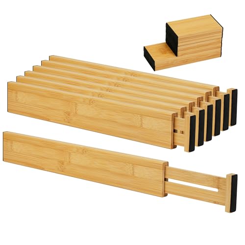Adjustable Bamboo Drawer Dividers with Inserts (Large)
