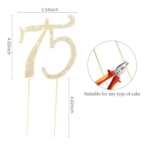 75th Birthday Decorations Cake Topper Gold Birthday Decorations for Women (75)