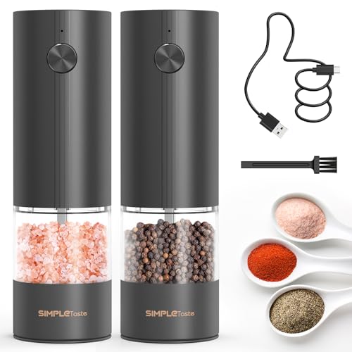 Electric Rechargeable Salt and Pepper Grinder Set (2 Count)