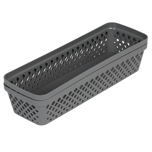 Plastic Storage Basket Set (Grey / Narrow)