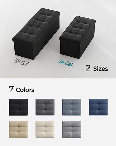 30 Inches Folding Storage Ottoman Bench (Ink Black / 15"D x 30"W x 15"H (without Flipping Lid))