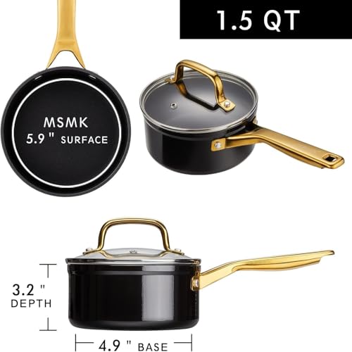 1.5 QT Ceramic Enamel Saucepan with Lid (1.5 Quarts)