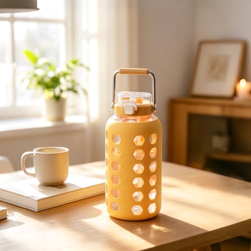 84 oz Glass Water Bottle (Yellow / 84 Ounces)
