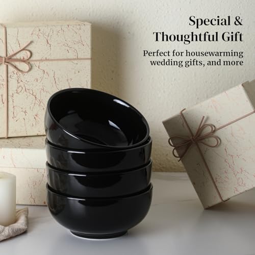 22 OZ Ceramic Soup Bowls & Cereal Bowls (22 OZ / Black)