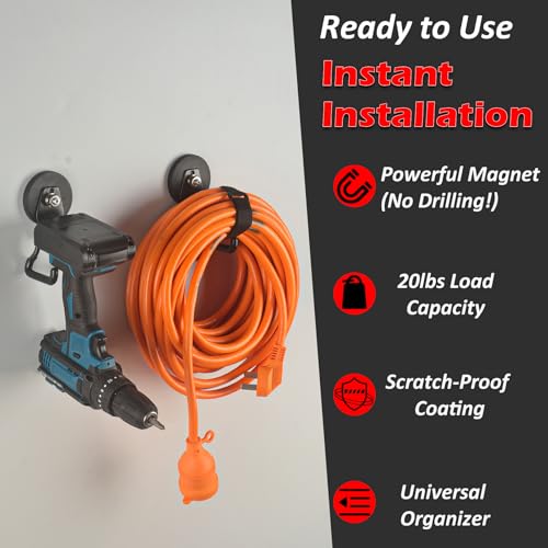 Upgraded Strong Magnetic Hooks Heavy Duty (Updated 2.6in Magnet M Black Hooks 4PCS)