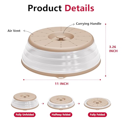 Microwave Splatter Cover Vented for Food with Hook Hole (Beige / M(11"x3.26")-Pack of 1)