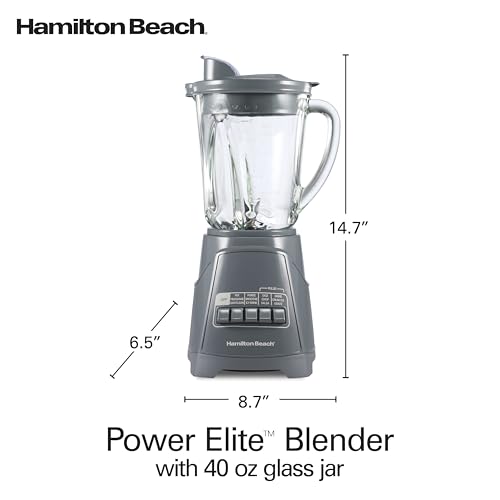 Power Elite Blender For Smoothies With Wave Action System (Gray / 40 Oz. Glass Jar (Pack of 1))