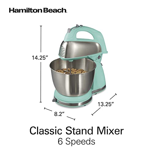 Classic Electric 4 Qt Stand Mixer & Hand Mixer With 6 Speeds (Aqua Blue / 290 Watts Peak Power)