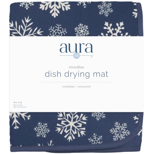 Dish Drying Mat (Blue Snowflakes / 18" x 24")