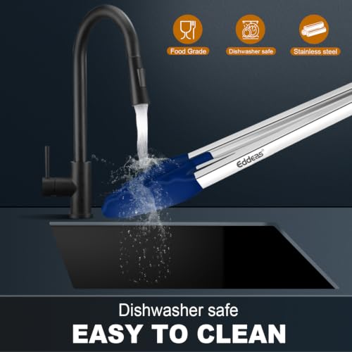 Tongs For Cooking (7+9+12 inch / Blue Silicone Tip 3Pcs)