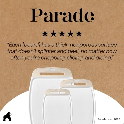 BPA Free Reversible Kitchen Cutting Board (Almond/White / Large (Pack of 3))