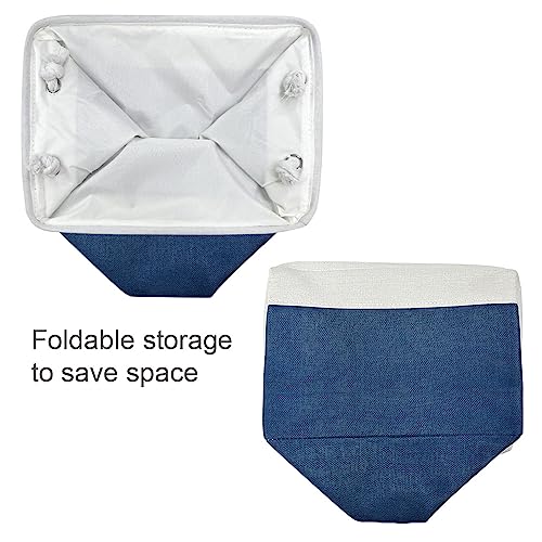 Organization and Storage for Organizing (White & Blue / 3PCS/Large Cube - 16L×12W×12H)