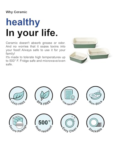 Ceramic Casserole Dishes for Oven with 304 Racks (3 Count)