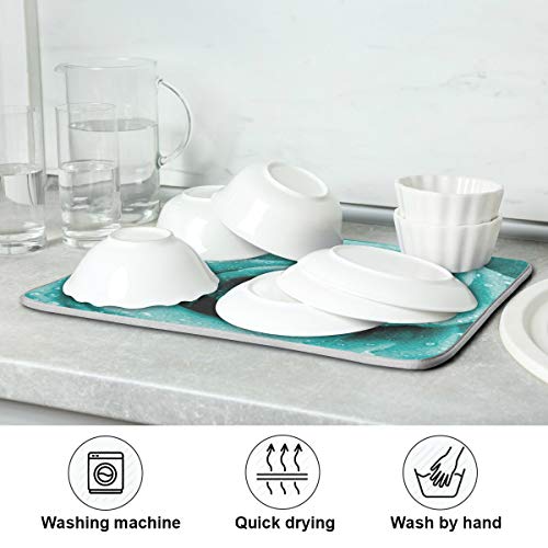 Super Absorbent Dish Drying Mat (Hipster Turquoise Rose Petals / 18" x 24")