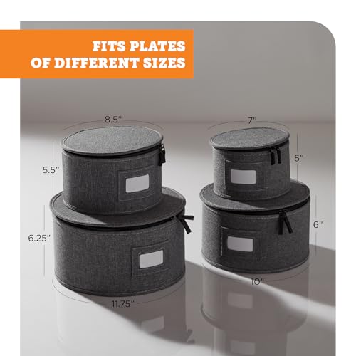 4 Piece China Plate Storage Set (Gray / 4 Piece Hard Shell Set for Plates)