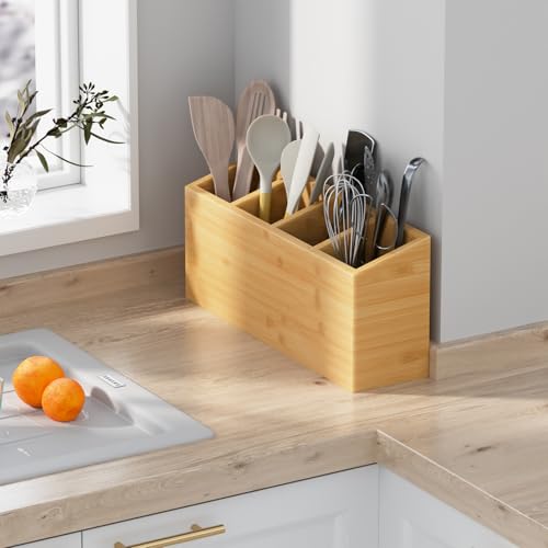 Wingsife Utensils Holder with 4 Compartments