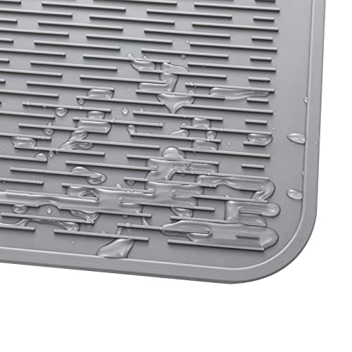 Silicone Dish Drying Mat for Multiple Usage (Gray / 32"L x 18"W)