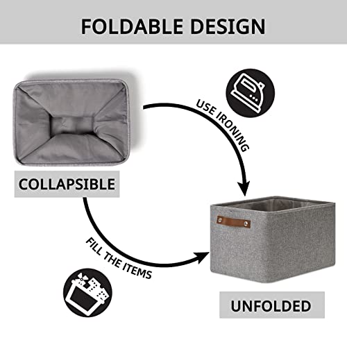Storage Baskets for Shelves (Grey / L-15"x11"x9.5")