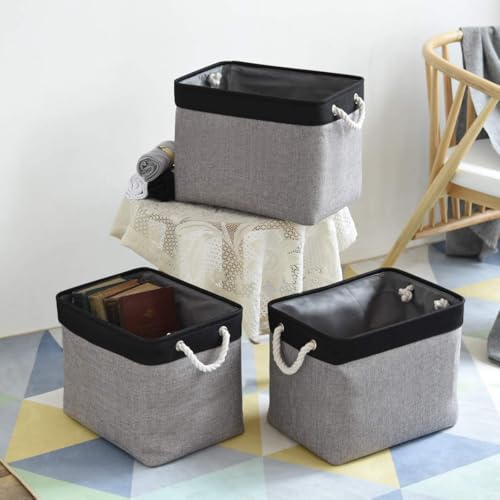 Storage Basket for Organizing (Black&Grey / 3PCS/Large Cube - 16L×12W×12H)