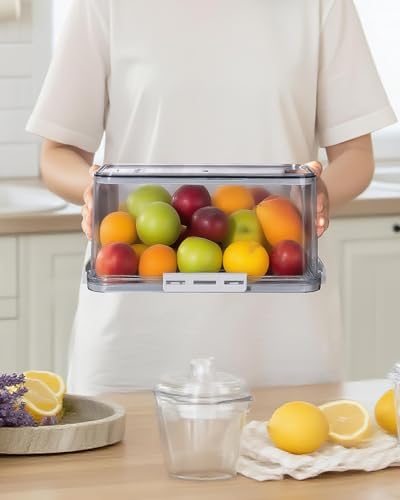 Bread Box 2 Pack Bread Storage Container Airtight Recording Time Bread Box for Kitchen Countertop Plastic Bread Keeper with Lid for Homemade Bread (Grey)