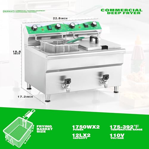 24L 25.4QT Commercial Deep Fryer with 2 Baskets and Lids (24L)
