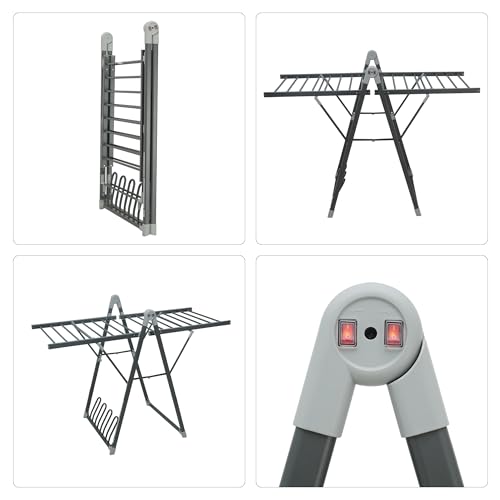 Heating Clothes Drying Rack Foldable Shoes Socks Space Gray