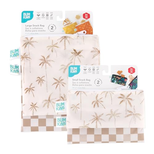 Cloth Snack & Sandwich Bags (Beige Check & Palm Trees)