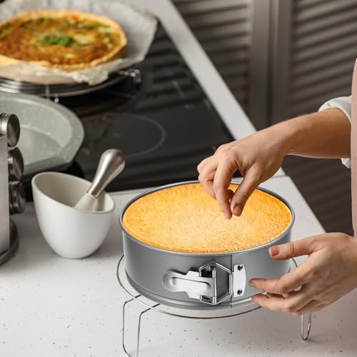 4 Pcs 7 Inch Non Stick Springform Pans Cheesecake Pans (Gray / 7 Inch)