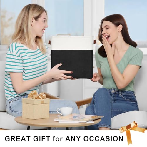 Collapsible Fabric Storage Cubes 11x11 Cube Storage Bins (Black / Off-White / Cube - 11"x11"x11")
