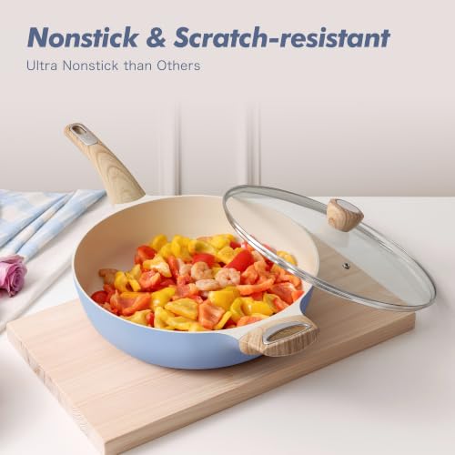 Ceramic Pots and Pans Set Nonstick (Ceramic Blue)