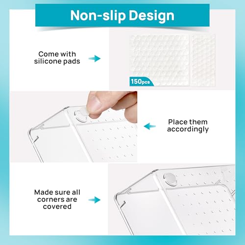 28 Pack Clear Drawer Organizer Bins (Clear)