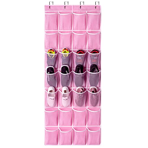 28 Pockets Hanging Shoe Organizer (Pink-1 Pack of 28)