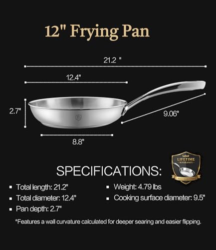 12 Inch 316 Stainless Steel Frying Pan with Heat (12 Inch)