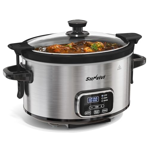 4QT Programmable Slow Cooker with Locking Lid (4 Quarts / Silver)