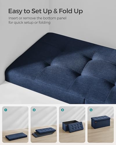 30 Inches Storage Ottoman (Midnight Blue / 15"D x 30"W x 15"H (with Flipping Lid))