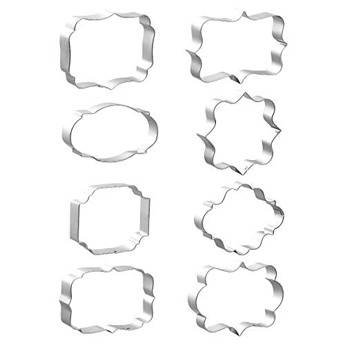 Fancy Plaque Frame Shaped Cookie Cutters Set Stainless Steel 8Pcs