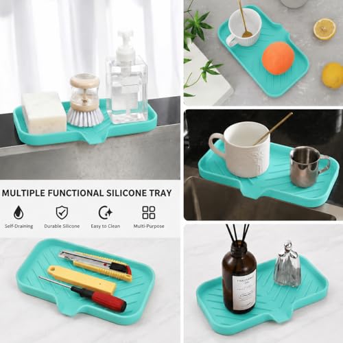 Silicone Soap Dish with Drain Spout (Mint / M(9.6"×5.3"))