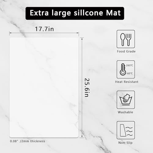 Silicone Placemats (25.6"×17.7"-1pack / Translucent Thicken Non-slip)