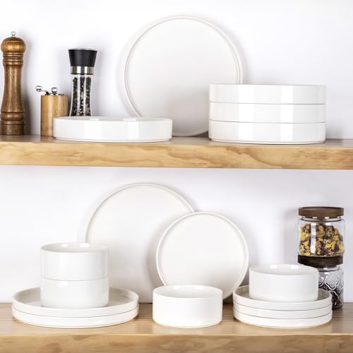 9.25" Ceramic Pasta Bowls Set of 4 (Set of 4 / White)