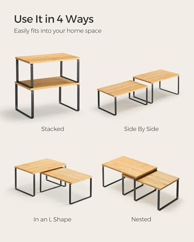 Cabinet Organizer Shelf (Black + Natural / 2*S (5.4"H) + 2*S (6.2"H))