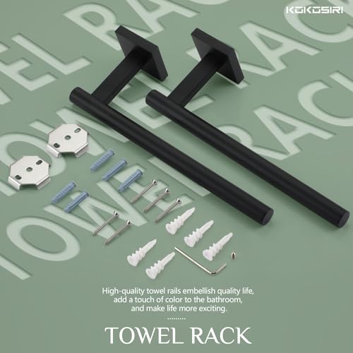 Towel Bar Matte Black Bathroom Hardware Hand Towel Rails Wall Mounted Kitchen Toilet Cabinet Paper Holder 2 Pack (Matte Black / 2 Pack)