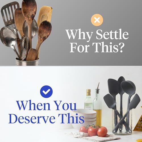 5 Piece Silicone Kitchen Utensils Set (Charcoal / 5 - Piece Set)