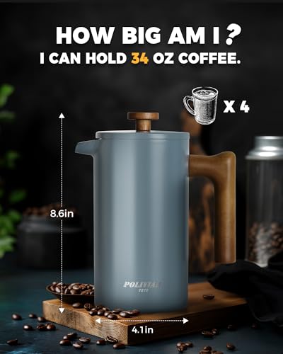 POLIVIAR French Press Coffee Maker (Blue)