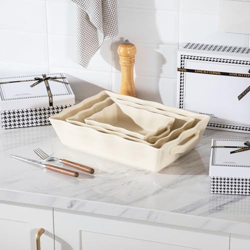 Sweejar Casserole Dishes for Oven (Beige / Baking dish(Set of 3))