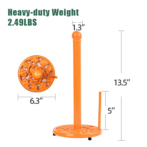 Orange Cast Iron Paper Towel Holder for Kitchen Countertop (Orange-pumpkin)