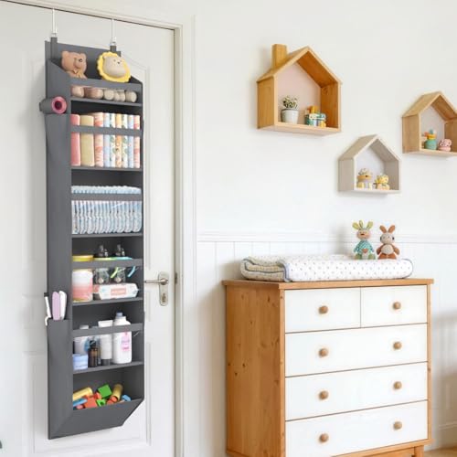 1 Pack Over the Door Organizer 6 Section Hanging Storage (Dark Gray / 6 section)
