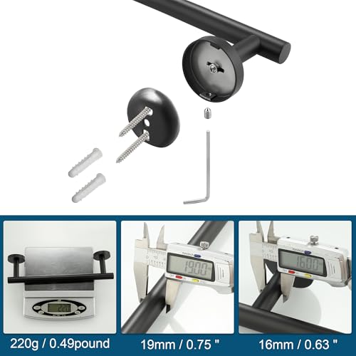 Matte Black Hand Towel Holder for Bathroom Wall (Matte Black / 12" (9" Hanging Length))