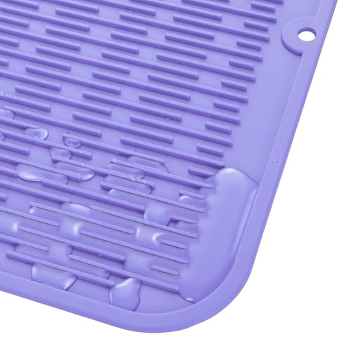 Silicone Dish Drying Mat for Multiple Usage (Light Purple / 24"L x 18"W)