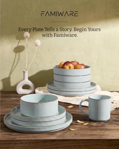 Stoneware Dinnerware Sets for 8 (Light Blue / Service for 8)